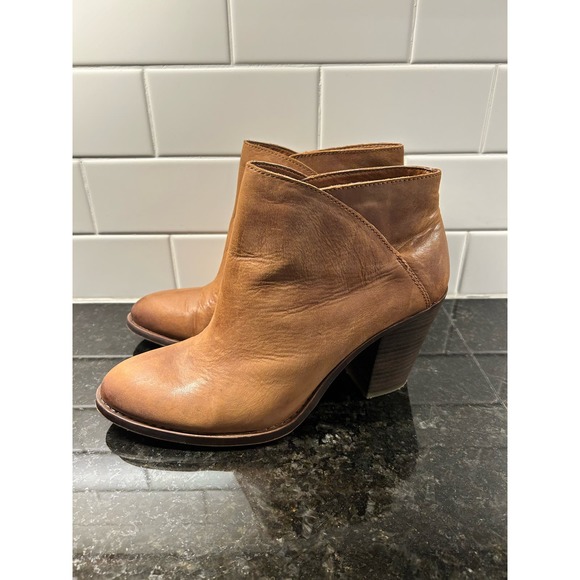 Lucky Brand Women's Leather Block Heel Ankle Booties Boots Brown Size 10M - Picture 6 of 13